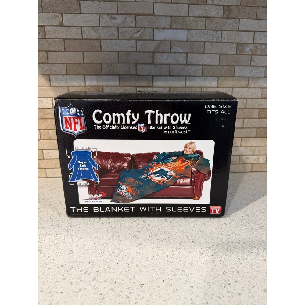 Miami Dolphins NFL Huddler‎ Fleece Throw with Sleeves Northwest
